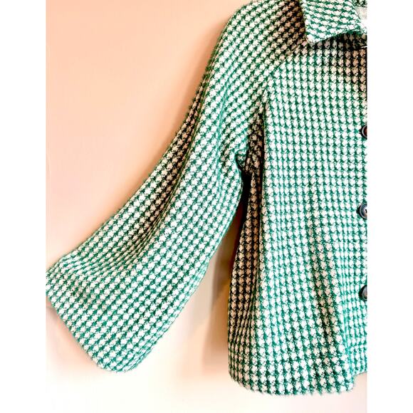 Anthropologie Jacket in Green Cream Silver Soft Fabric - Femme Swing - Like New! - Picture 6 of 15